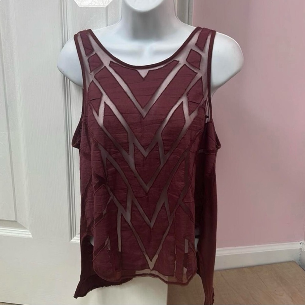 - Free People Sheer Ethereal Daze Mesh Ginger Tank Bin Z